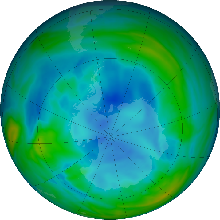 Antarctic ozone map for 24 July 2022